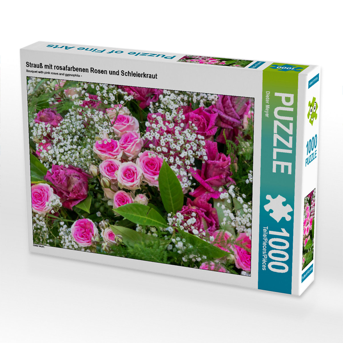CALVENDO® Puzzle CALVENDO Puzzle Strauß mit rosafarbenen Rosen und Schleierkraut 1000 Teile Foto-Puzzle für glückliche Stunden