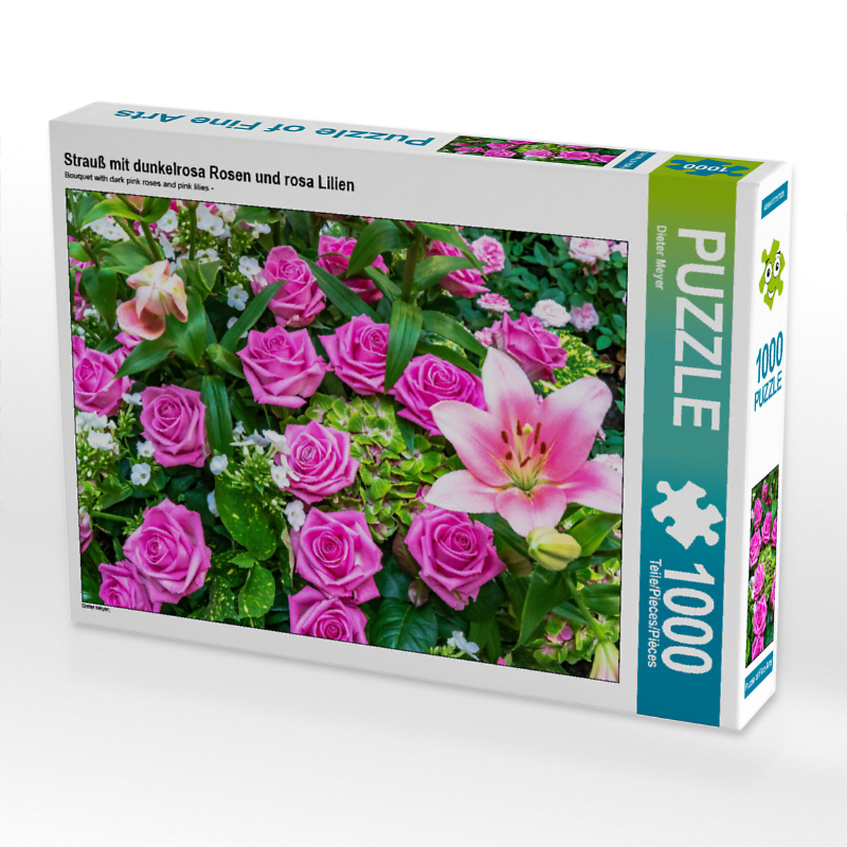CALVENDO® Puzzle CALVENDO Puzzle Strauß mit dunkelrosa Rosen und rosa Lilien 1000 Teile Foto-Puzzle für glückliche Stunden