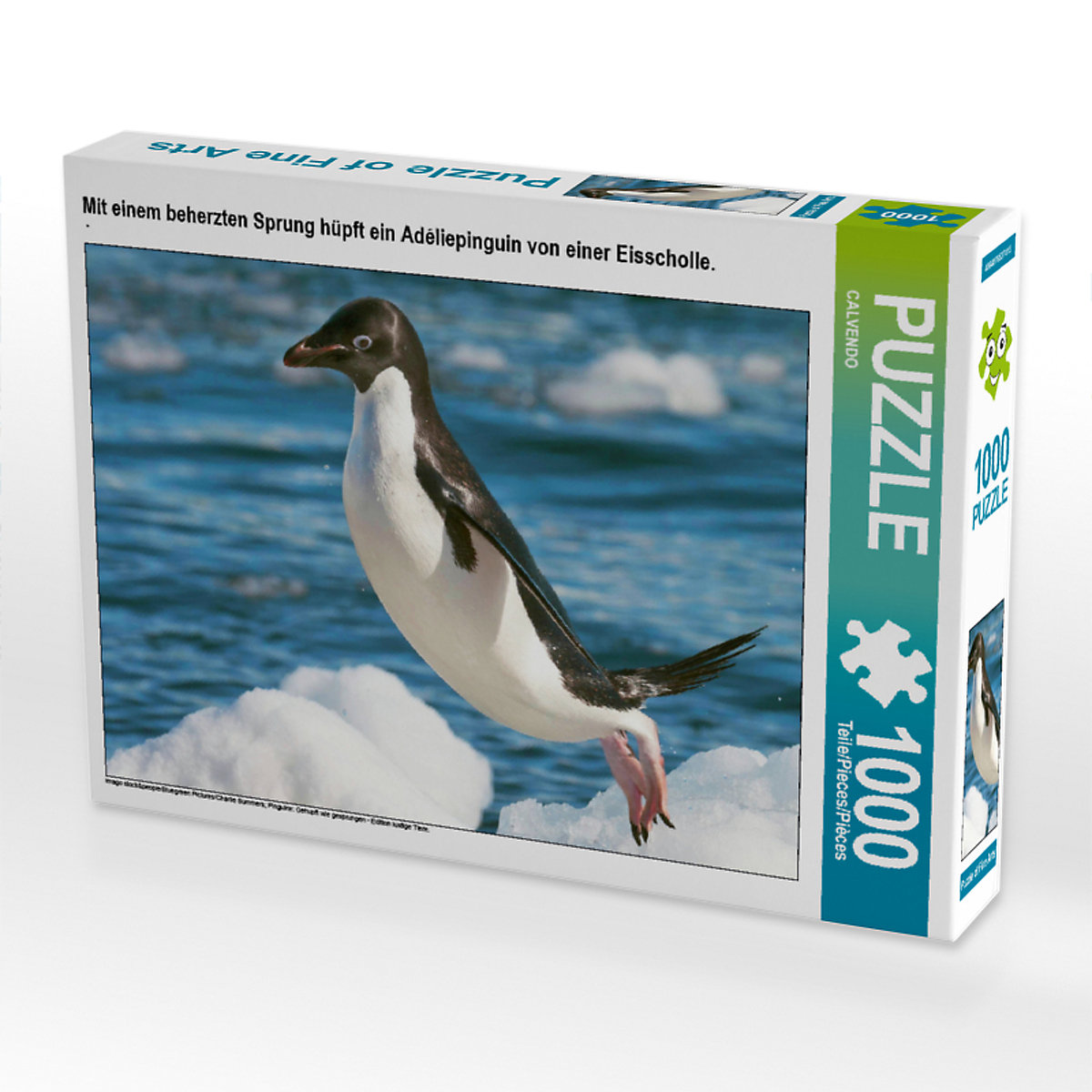 CALVENDO® Puzzle CALVENDO Puzzle Mit einem beherzten Sprung hüpft ein Adéliepinguin von einer Eisscholle. 1000 Teile Foto-Puzzle für glückliche Stunden