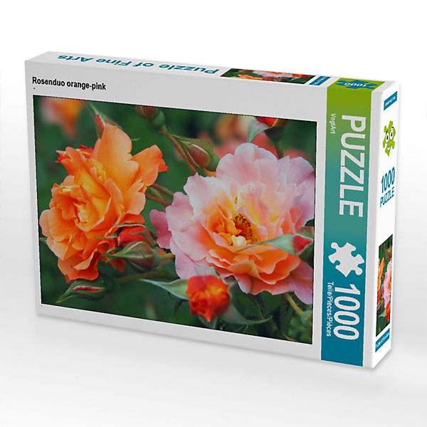 Puzzle CALVENDO Puzzle Rosenduo orange-pink - 1000 Teile Foto-Puzzle für glückliche Stunden
