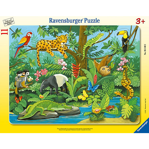 Rahmenpuzzle Tiere im Regenwald, 11 Teile