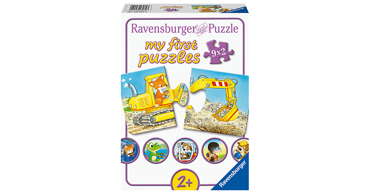 Puzzles: Ravensburger My First Puzzle Tierische Baustelle, 9 x 2 Teile