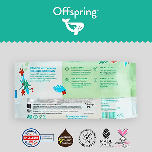 Биоразлагаемые влажные салфетки Offspring 80 шт от Offspring