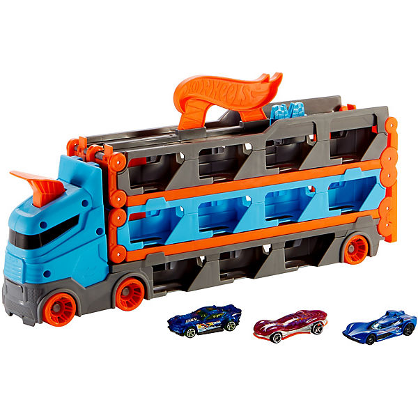 Hot Wheels 2-in-1 Rennbahn-Transporter inkl. 3 Spielzeugautos