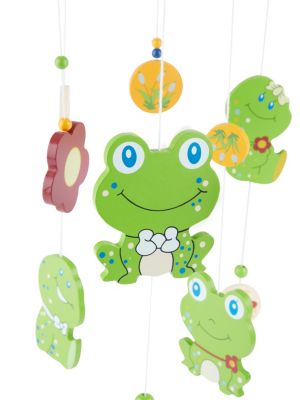 3D Mobile Froggy Frosch aus robustem Holz für Wickeltisch Kinderbett Wiege 20 cm