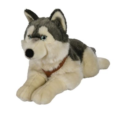 25cm lang Uni-Toys Neuware wunderschöner Hund Husky dunkel ca 