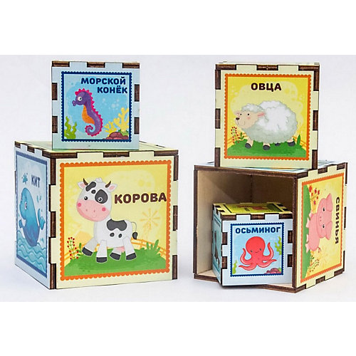 Сортер-пирамидка WoodLandToys "Кубики" Животные от Woodland