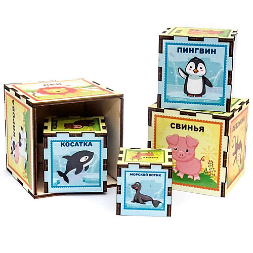Сортер-пирамидка WoodLandToys "Кубики" Животные от Woodland