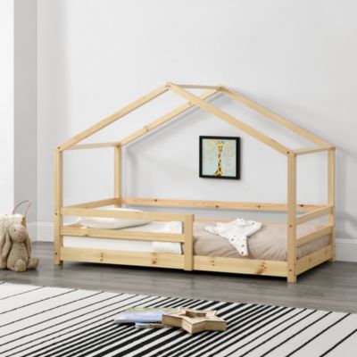 Kinderbett 70x140cm Tipi Holz Weiß Bettenhaus Hausbett Rausfallschutz en.casa 