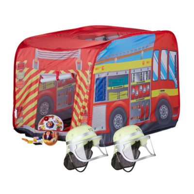 Handschuhe & Wasserspritze Karneval Helm Feuerwehr Mega Set 3-teilig 