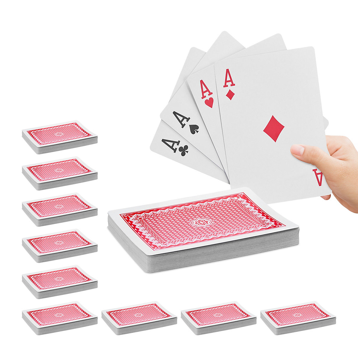 relaxdays 10 x Pokerkarten Jumbo 54 Karten