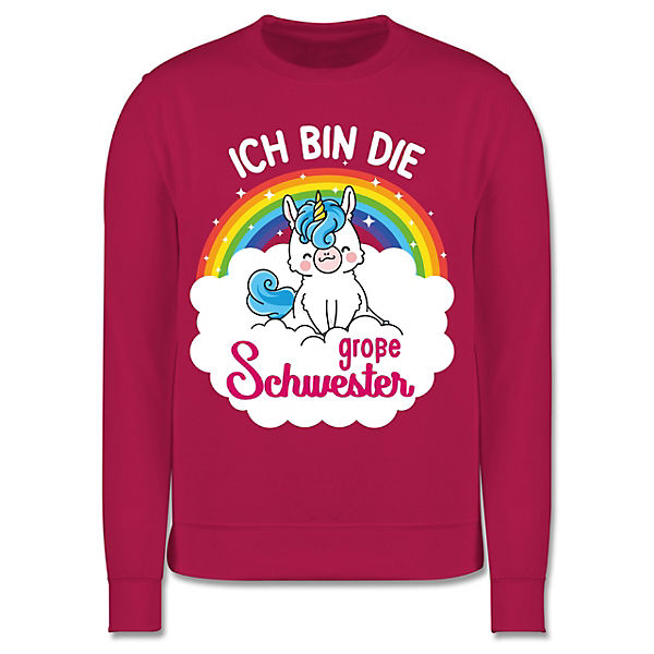 Geschwister Schwester Geschenk - Kinder Sweatshirt Pullover für Jungen und Mädchen - Ich bin die große Schwester - mit Einhorn - Sweatshirts für Kinder