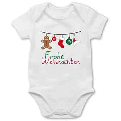 Weihnachten Baby Outfit Christmas - Baby Body Kurzarm - Frohe Weihnachten Girlande - Bodys für Kinder