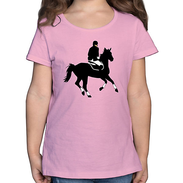 Mädchen T-Shirt/ Pferd und Reiter mit Namen Pferde T-Shirt  Pferde Motiv