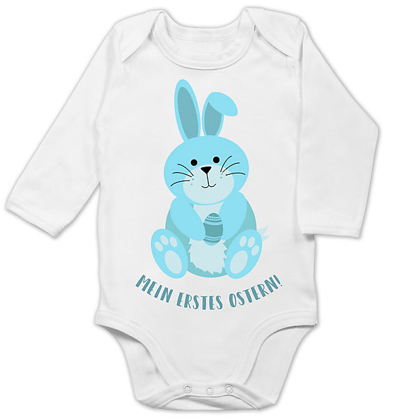 Ostergeschenke Ostern Baby Kleidung - Bio Baby Strampler langarm - Mein erstes Ostern blau - Bodys für Kinder
