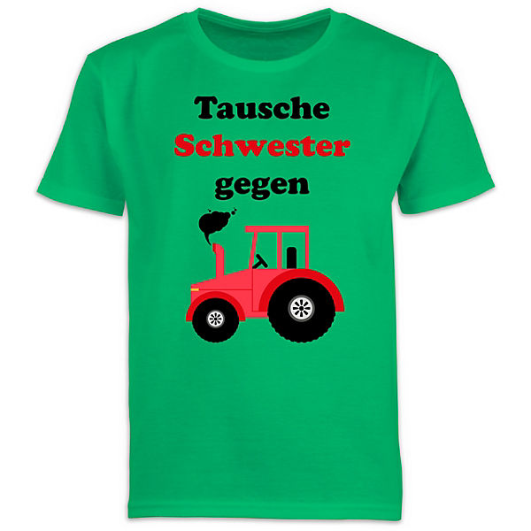 Kinder Traktor Bagger und Co. - Jungen Kinder T-Shirt - Tausche Schwester gegen Traktor - T-Shirts für Jungen