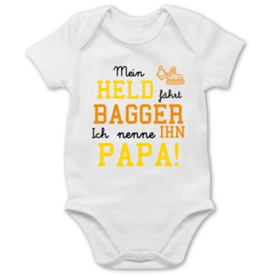 Statement Sprüche Baby Baby Body Kurzarm Mein Held fährt Bagger