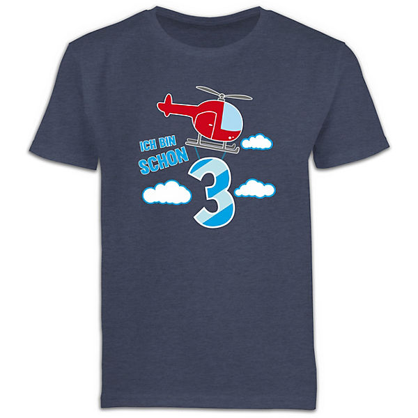 Kindergeburtstag Geburtstag Geschenk - Jungen Kinder T-Shirt - Ich bin schon drei Hubschrauber - T-Shirts für Jungen