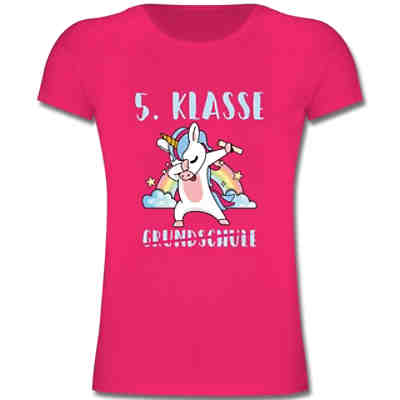 Schulkind Einschulung und Schulanfang Geschenke - Mädchen Kinder T-Shirt - Grundschule 5. Klasse Einhorn - T-Shirts für Mädchen
