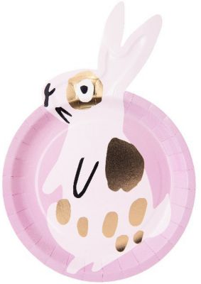 Pappteller Ostern, Hase, Rosa
