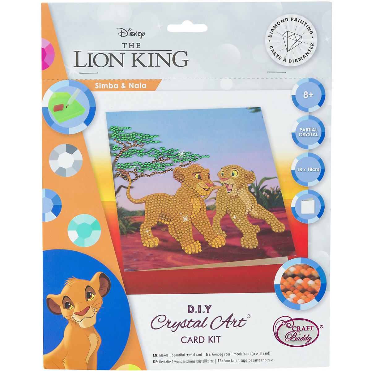 Crystal Art Disney König der Löwen Simba and Nala 18 x 18 cm Kristallkunst-Karte