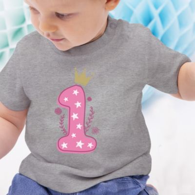 Geburtstag Baby - 1. Geburtstag Mädchen Krone Sterne - Baby T-Shirt kurzarm T-Shirts T-Shirts 