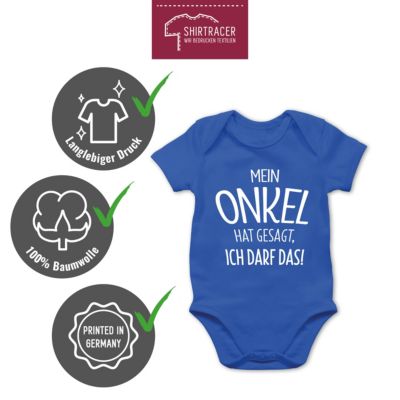 Statement Sprüche Baby Baby Body Kurzarm Mein Onkel hat gesagt ich