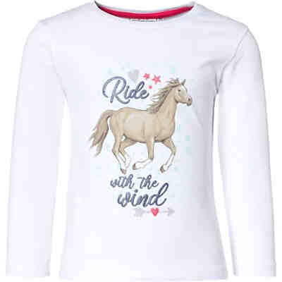 Langarmshirt für Mädchen, Pferde