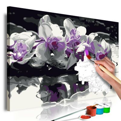 Malen Nach Zahlen Violette Orchidee Schwarzer Hintergrund Wasserspiegelung Artgeist Mytoys