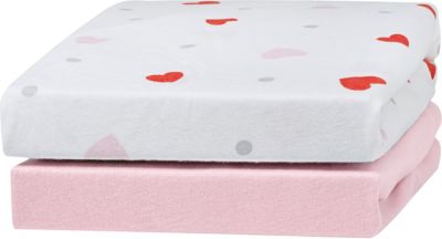 Urra Spannbetttuch Jersey Doppelpack weiß/rosa 40x90 cm 