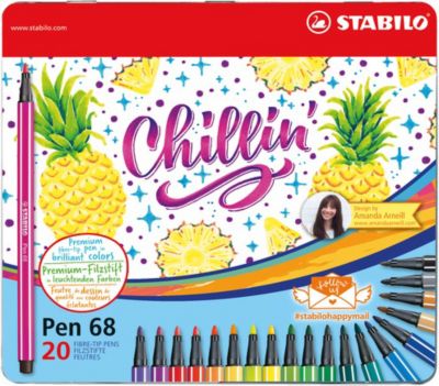 Premium-Filzstifte Pen 68 happymail Ananas, 20 Farben im Metalletui