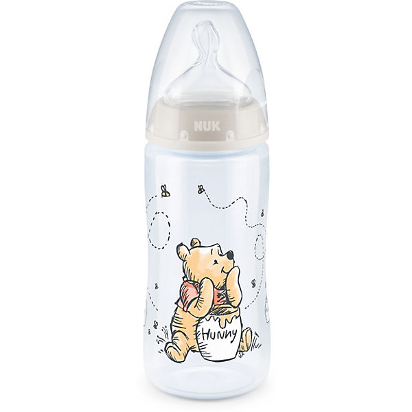 NUK Disney Winnie Puuh First Choice+ Starter Set mit Temperature Control, Flaschenbox mit 4 Babyflaschen, 0-6 Monate, beige