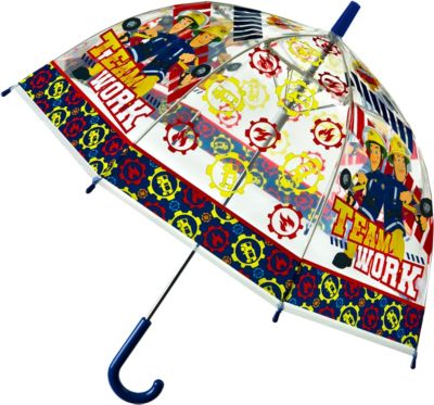manuelle Öffnung und Fiberglasgestell Paraguas clásico Regenschirm für Kinder 59 cm, Bunt POS Handels GmbH Stockschirm mit Feuerwehrmann Sam 