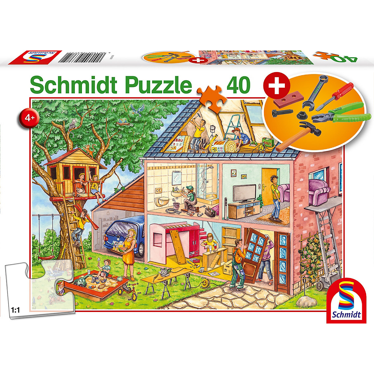 Schmidt Spiele Puzzle Die fleißigen Handwerker inkl. Werkzeug-Set 40 Teile