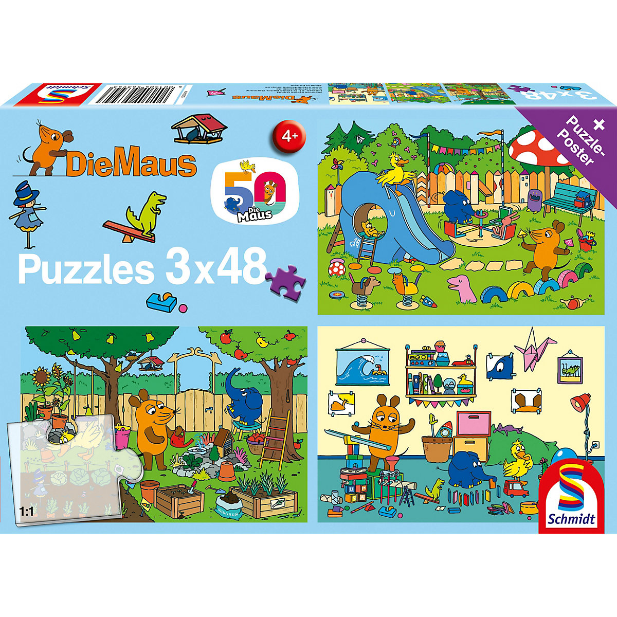 Puzzle Die Maus Ein Tag mit der Maus 3x48 Teile