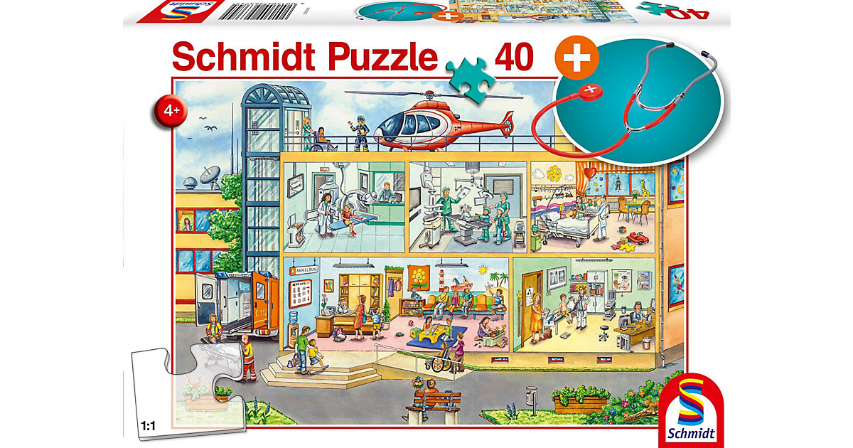 Puzzles: Schmidt Spiele Puzzle Im Kinderkrankenhaus inkl. Stethoskop, 40 Teile