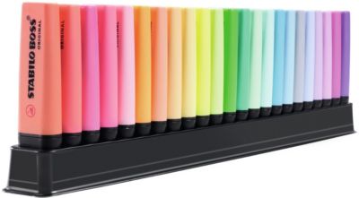 Textmarker STABILO BOSS ORIGINAL Pastel Tischset mit 15 verschiedenen Farben