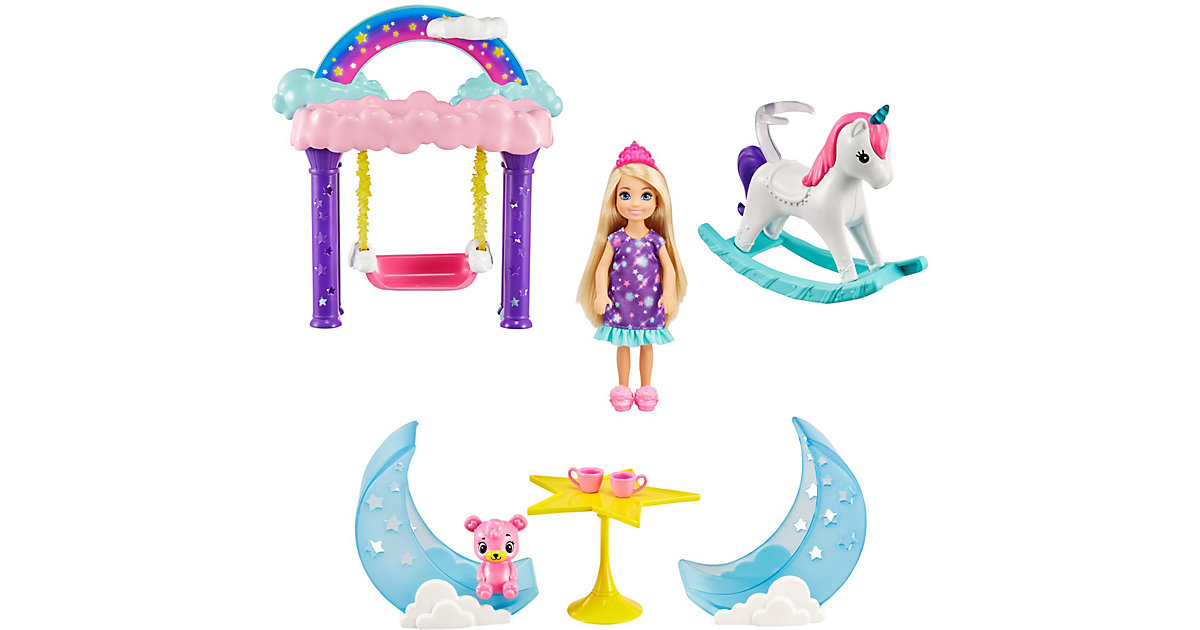 Spielzeug/Puppen: Mattel Barbie Dreamtopia Chelsea Regenbogen-Schaukel-Spielset mit Puppe