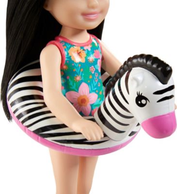 Barbie Chelsea Puppe mit Zebra-Schwimmreifen 