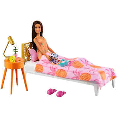 Barbie Möbel-Spielset Schlafzimmer mit Puppe, Puppenhaus-Möbel