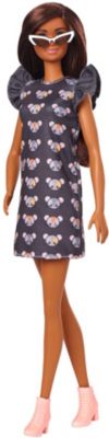 Neu Mattel Barbie Fashionistas Puppe im grauen Kleid mit Mausaufdruck 18515552 