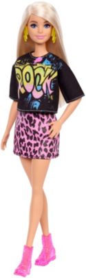Barbie Fashionistas Puppe im rockigen T-Shirt und Rock, Anziehpuppe