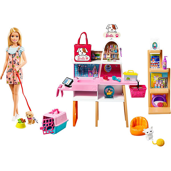 Barbie Haustier-Salon Spielset mit Puppe, Anziehpuppe mit Zubehör