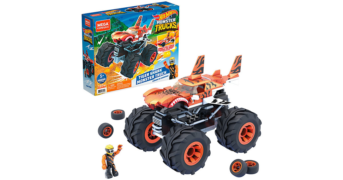 Spielzeug: Mattel Mega Construx Hot Wheels Monster Trucks Tiger Shark
