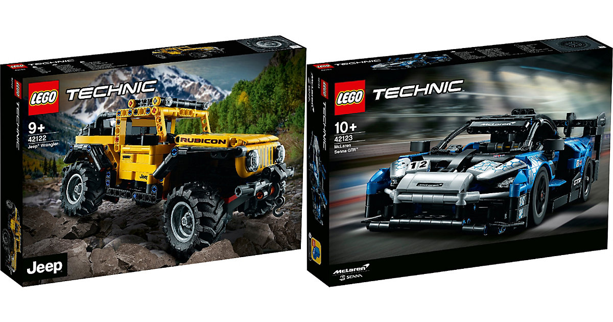Spielzeug: Lego Technic 2er Set: 42122 Jeep® Wrangler + 42123 McLaren Senna GTR™ bunt