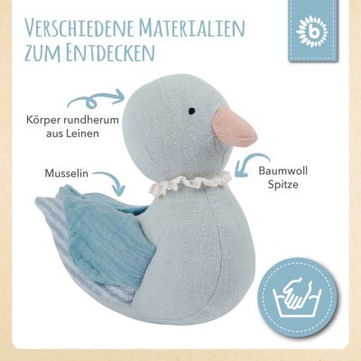20 cm Plüsch Schmusetier Baby Kuscheltier Spieltier aus Leinen & Musselin ca 