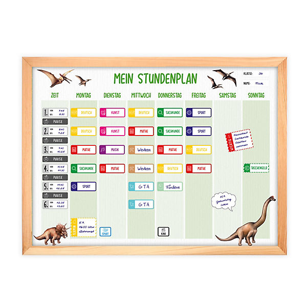 Stundenpläne magnetischer Stundenplan Dinosaurier grün mit 90 Magneten Schülerkalender