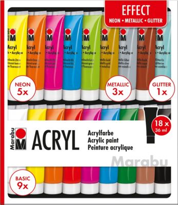Acrylfarben Set EFFECT, 18 x 36 ml, Marabu