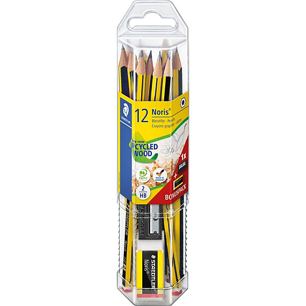Bleistifte Noris® Jubiläumsedition, 12 Stück in Kunststoffbox, inkl. Radierer & Spitzer