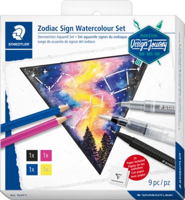Design Journey Aquarellset Trend Sternzeichen, 9-tlg, inkl. Vorlage & Anleitung